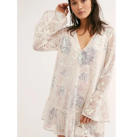 slim fit dress slacks Ivory Wildflower Patchwork Mini Dress // Free People *XS-XL* | Women's  Clothing main image 0